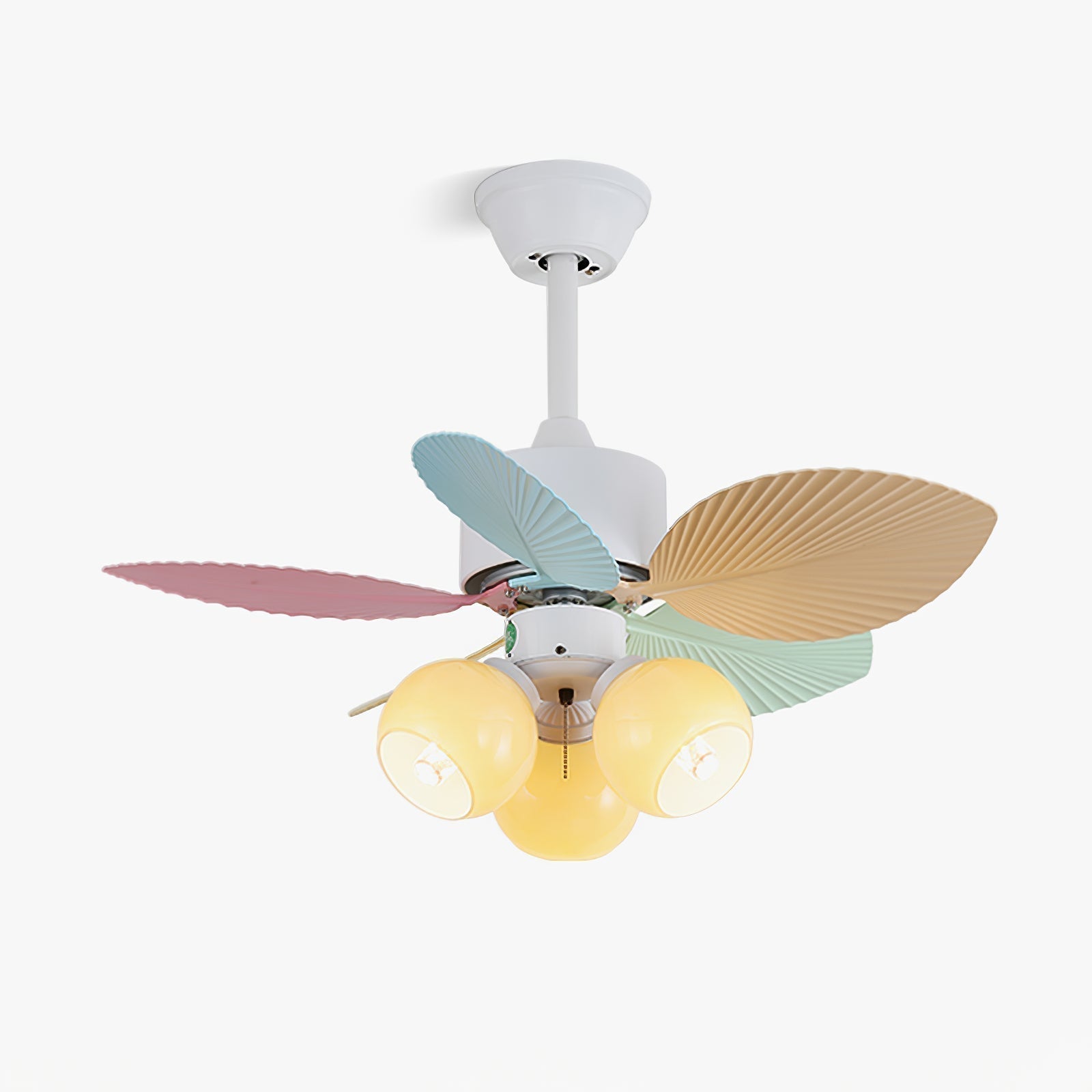 Plafondventilator met gekleurd glaslicht – Ø76cm dimbaar – 6 snelheden incl. afstandsbediening – stille motor – modern design voor woonkamer slaapkamer | Sansoti