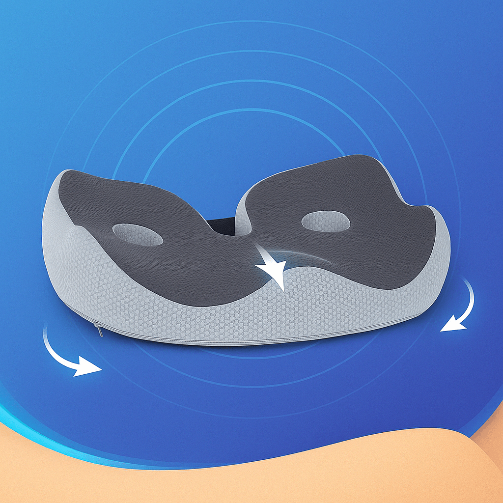 Coussin d’assise ergonomique en mousse à mémoire de forme avec sangles réglables pour le bureau, la voiture, le gaming et la maison - confort optimal | Sansoti