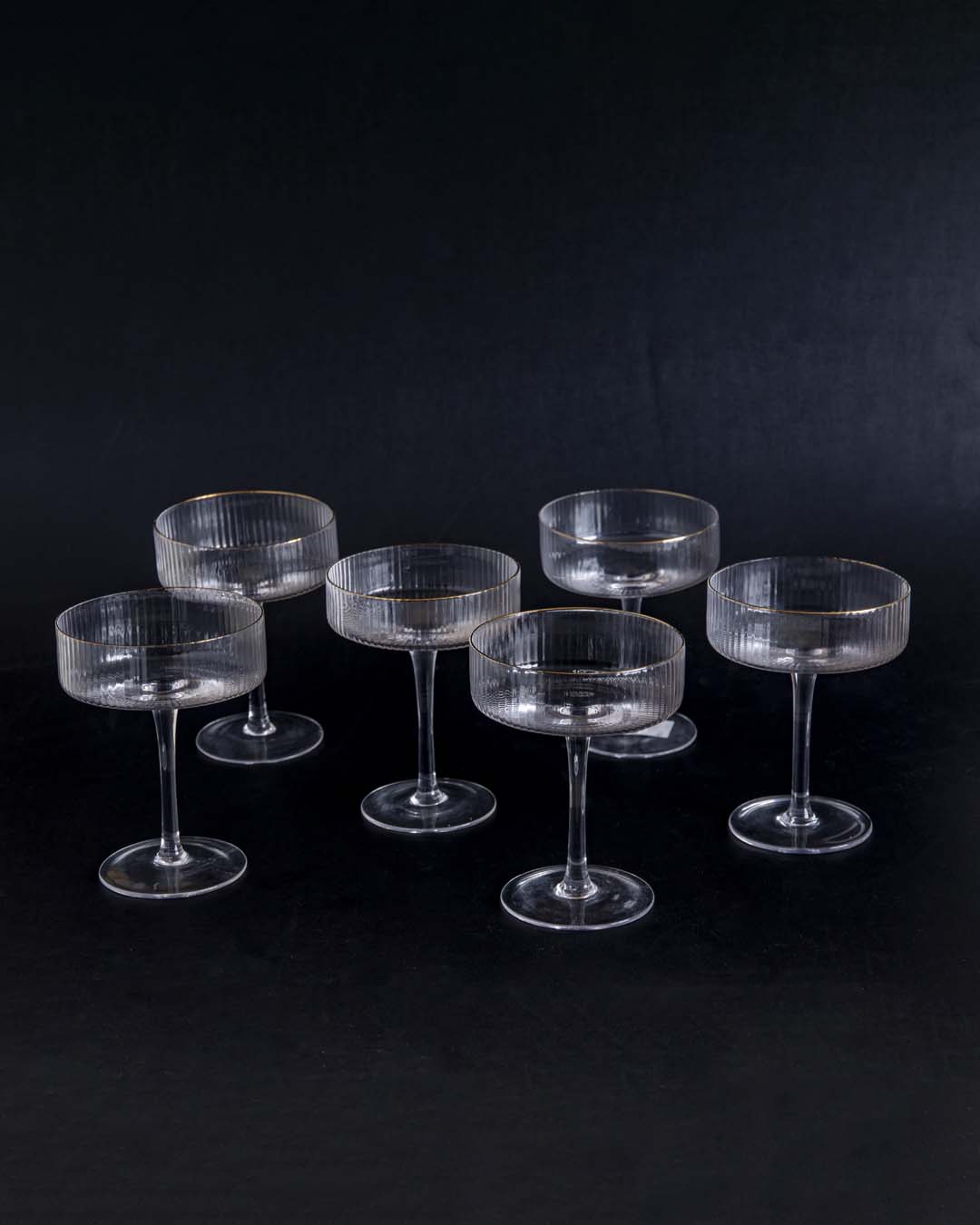 Verres coupe pour cocktails et desserts en verre côtelé - lot de 6 | Restfield