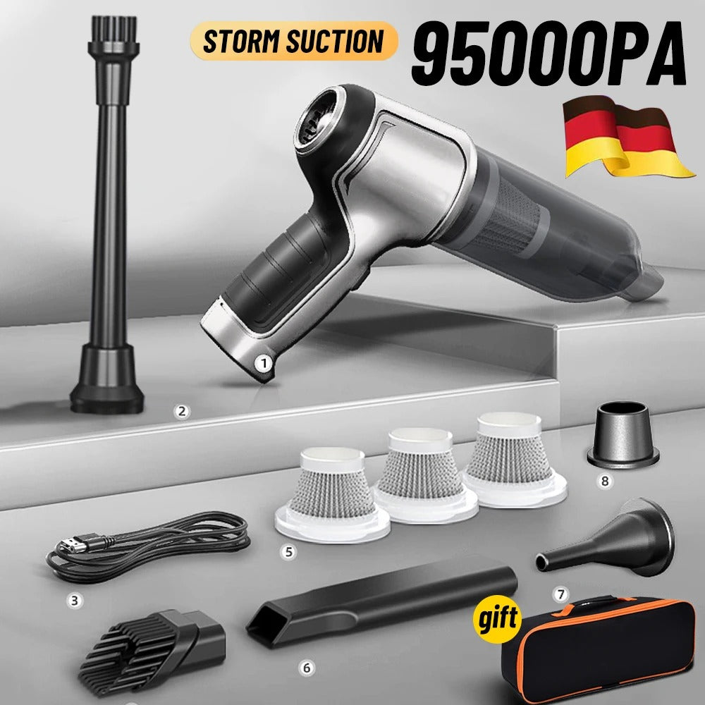 Draadloze Handstofzuiger 95000Pa Zuigkracht Brushless Motor USB Oplaadbaar Auto Huis 550g Compact Licht | Sansoti