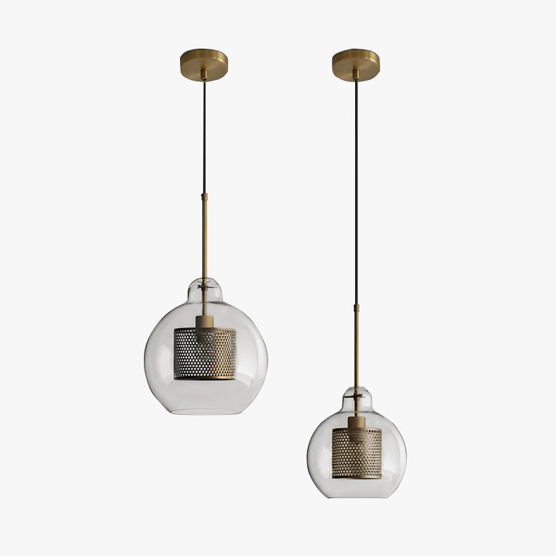 Suspension boule en verre doré ou argenté, douille E26, cordon réglable, salle à manger, chambre, salon, design moderne | Sansoti