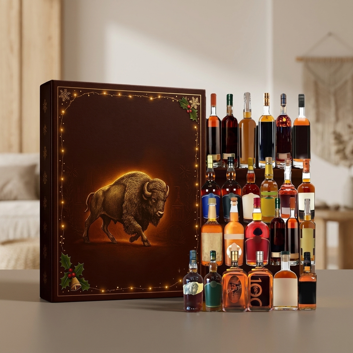 Adventskalender Whiskyfläschchen 24 Tage Acryl-Weihnachtsdekoration Miniaturflaschen Feiertage Weihnachtsbaum Advent | Sansoti