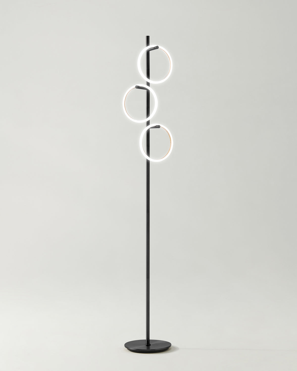 Stehleuchte Ring LED Dimmbar Gold Metall 3 Lichtkreise Modern | Restfield