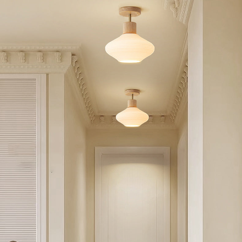 Japandi Plafondlamp Hout & Glas – Natuurlijke Elegantie voor Hal, Woonkamer en Slaapkamer | Sansoti