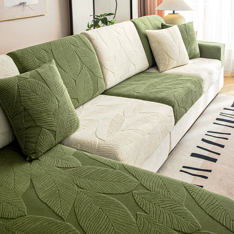 Wasserabweisender Sofabezug mit Blattmuster - Stretch-Jacquard aus Samt - Kratzschutz-Möbelschutz | Sansoti