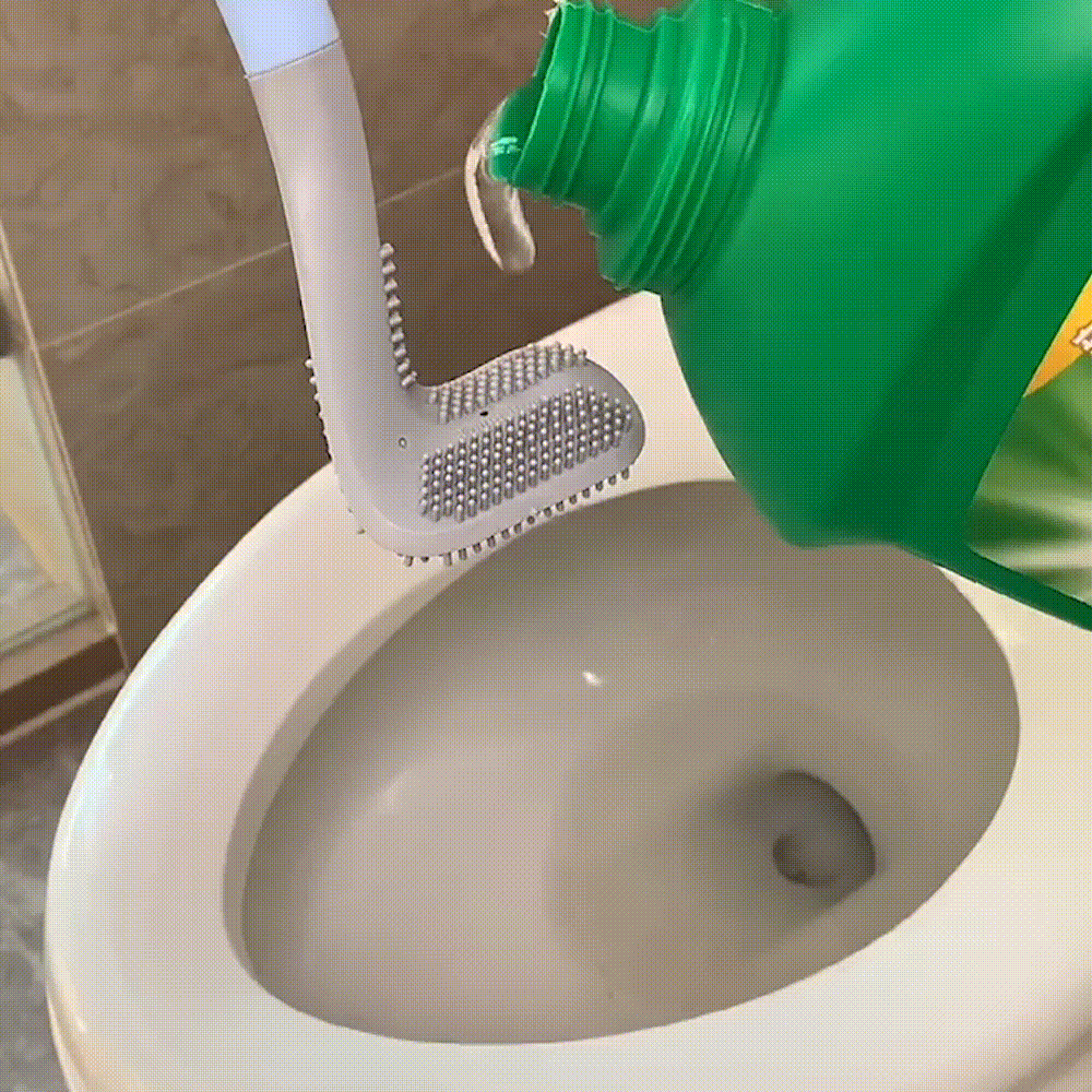 Wandmontage Toiletborstel met Lange Steel en Driehoekige Borstelkop voor Grondig Reinigen van Elke Hoek | Sansoti