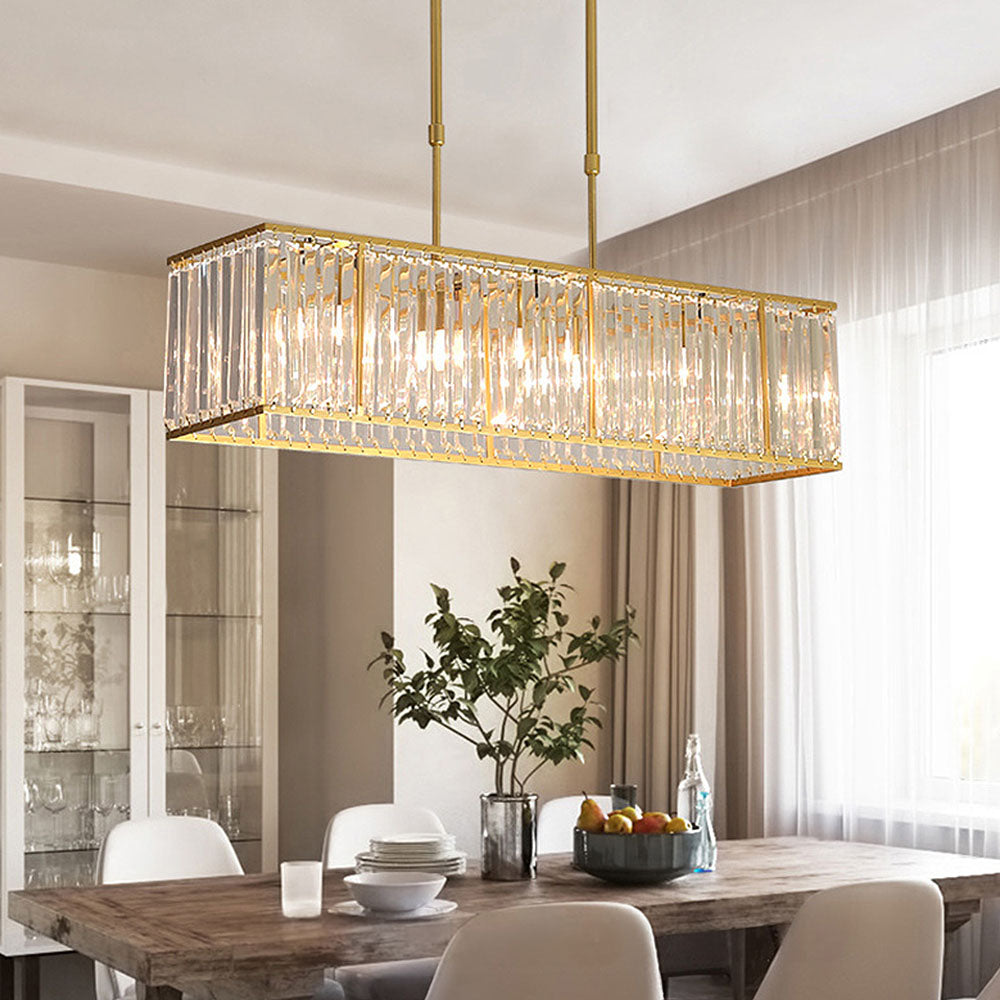Crystal Linear Pendant Light for Kitchen Island, Dining Room Ceiling Chandelier, Scandinavian Design | Sansoti
