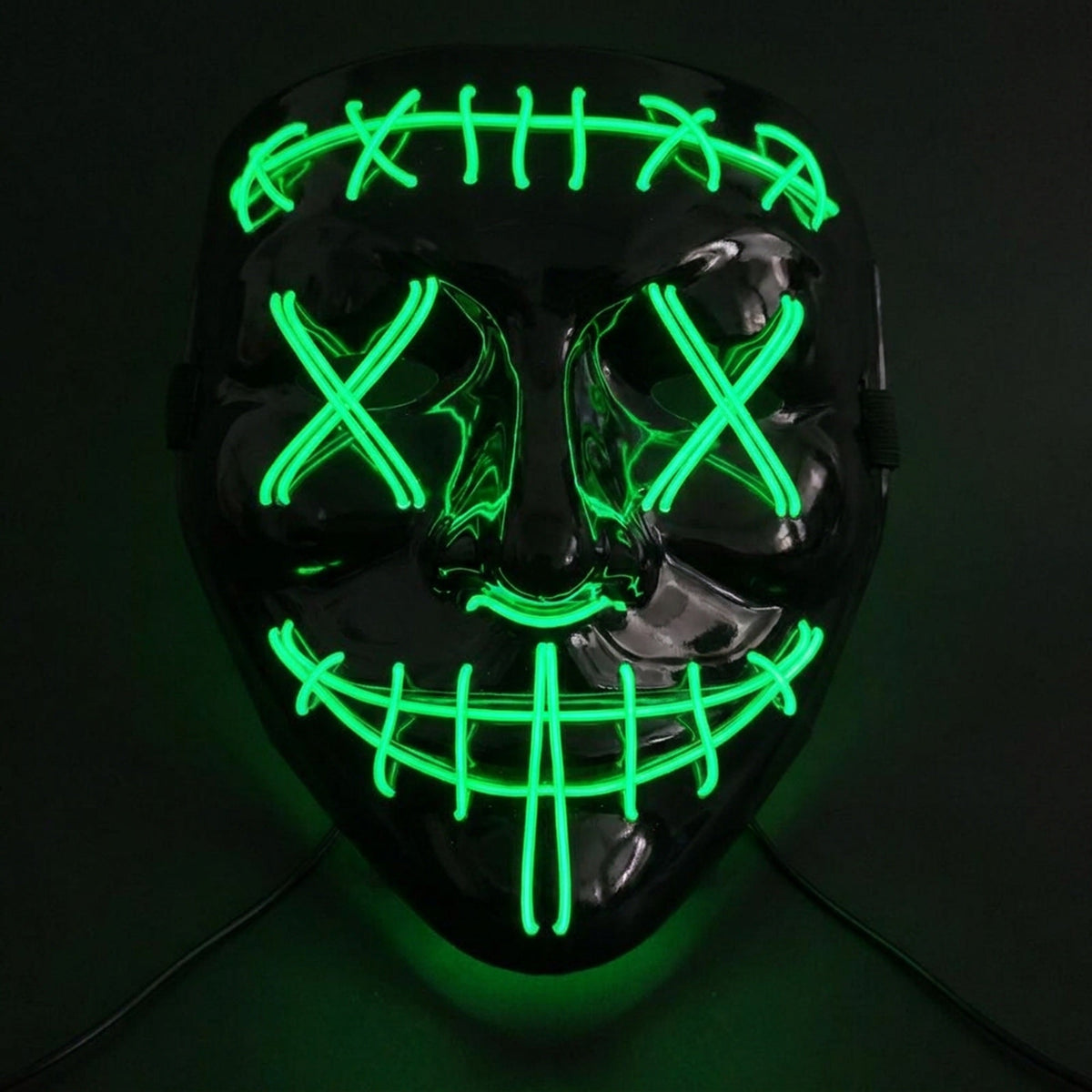 LED Masker Halloween Verlicht Gezichtsmasker Feest Cosplay Kostuum Rood Groen Blauw Paars Oranje EL Wire | Sansoti