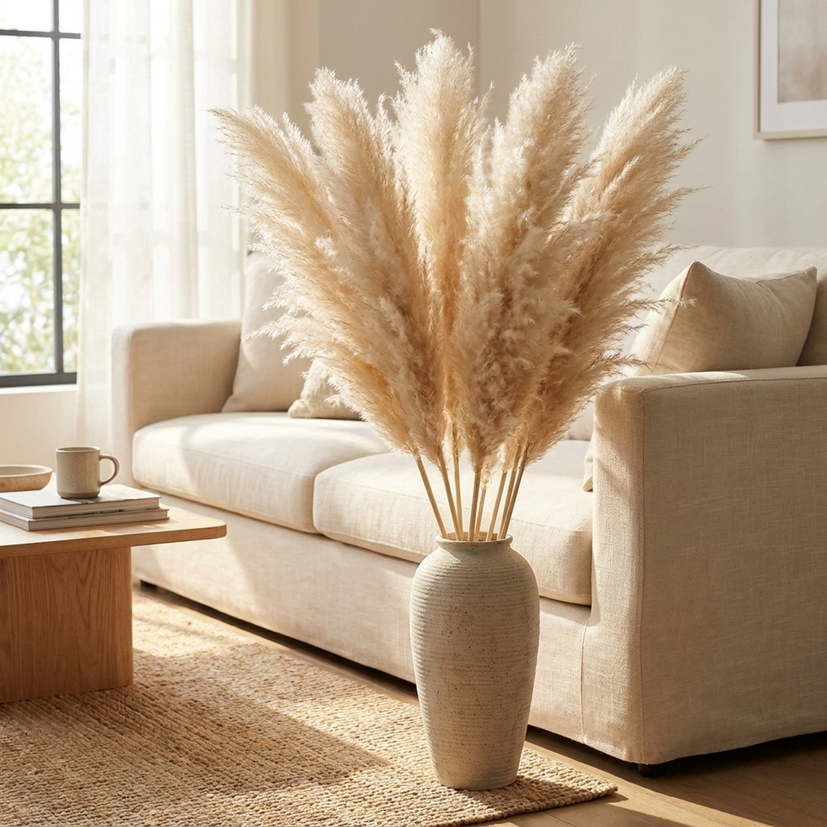 Dekorative Pampasgräser 65cm – Künstliche Dekoration im Boho-Stil für Vasen, Wohnraum und skandinavisches Interieur | Sansoti