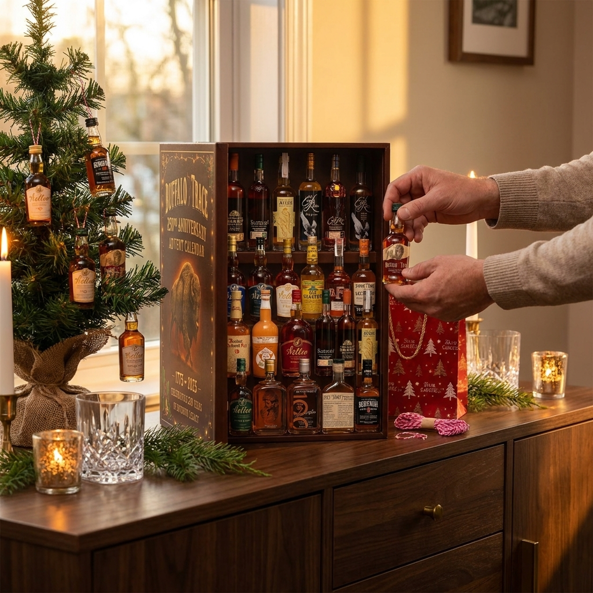 Adventskalender Whiskyfläschchen 24 Tage Acryl-Weihnachtsdekoration Miniaturflaschen Feiertage Weihnachtsbaum Advent | Sansoti