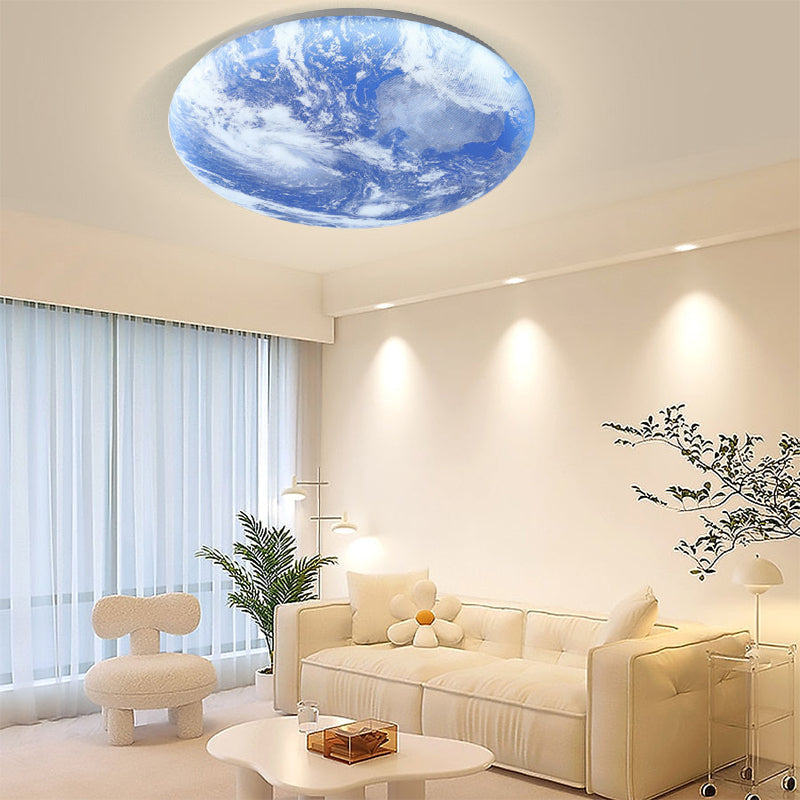 LED-Deckenleuchte Mond-Design Holz Acryl Rund 26-48cm Schlafzimmer Wohnzimmer Deckenlampe Mondlampe LED Beleuchtung Modernes Interieur | Restfield