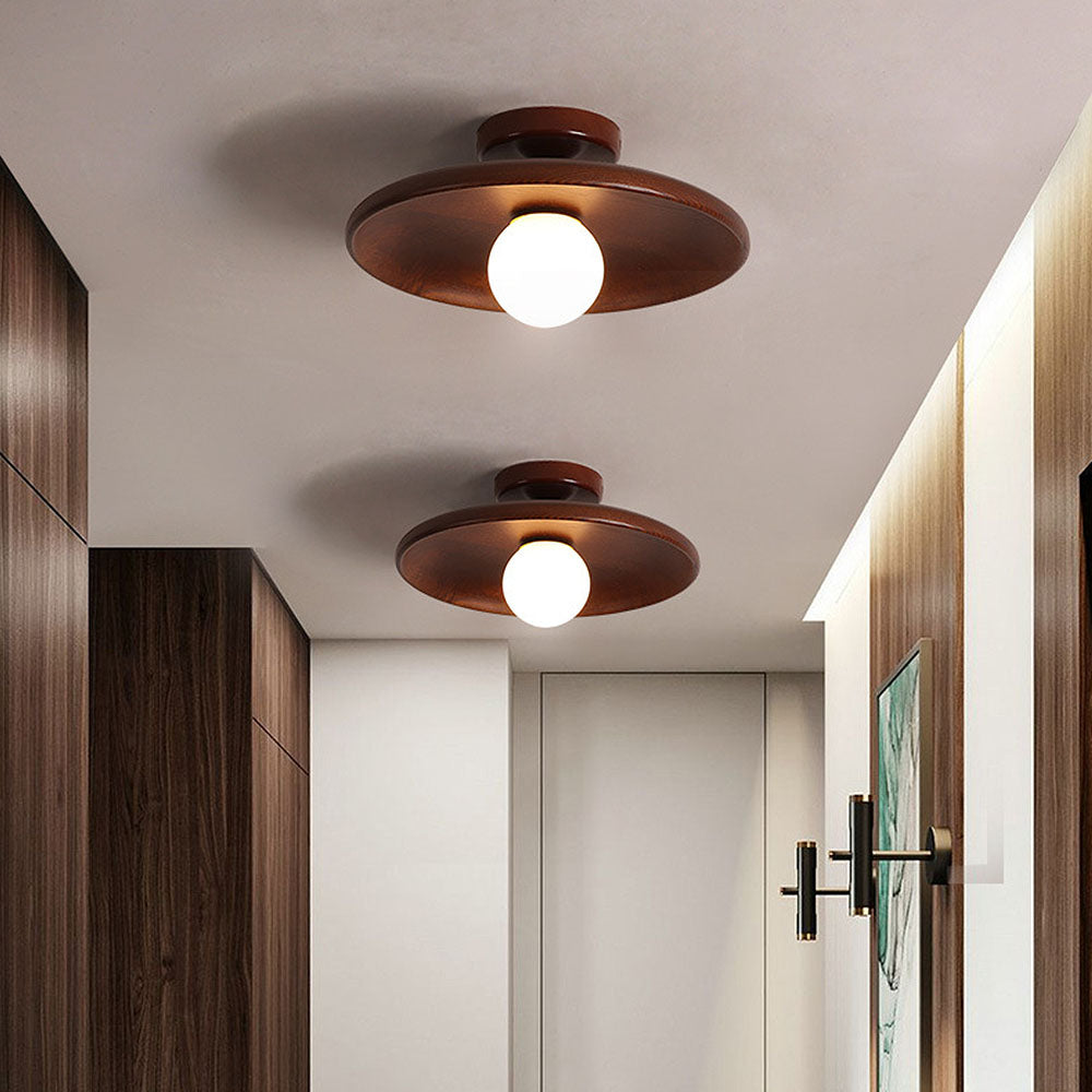 LED Plafondlamp Hout 15cm G4 Warm Licht Woonkamer Slaapkamer Gang Houten Plafondlamp Compact Rond Design | Sansoti