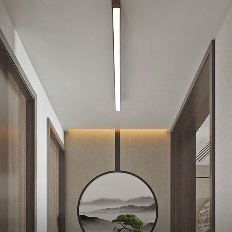 LED Deckenleuchte Holz Länglich Aluminium Wohnzimmer Schlafzimmer 60cm 100cm 120cm Eingebaute LED Lichtleiste Holz Deckenlampe Japandi | Restfield