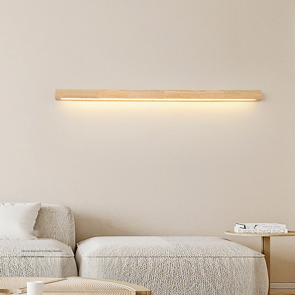 LED Wandleuchte Holz Linear Warmweiß Badezimmer Schlafzimmer Wandbeleuchtung Modern Minimalistisch Lichtleiste | Restfield