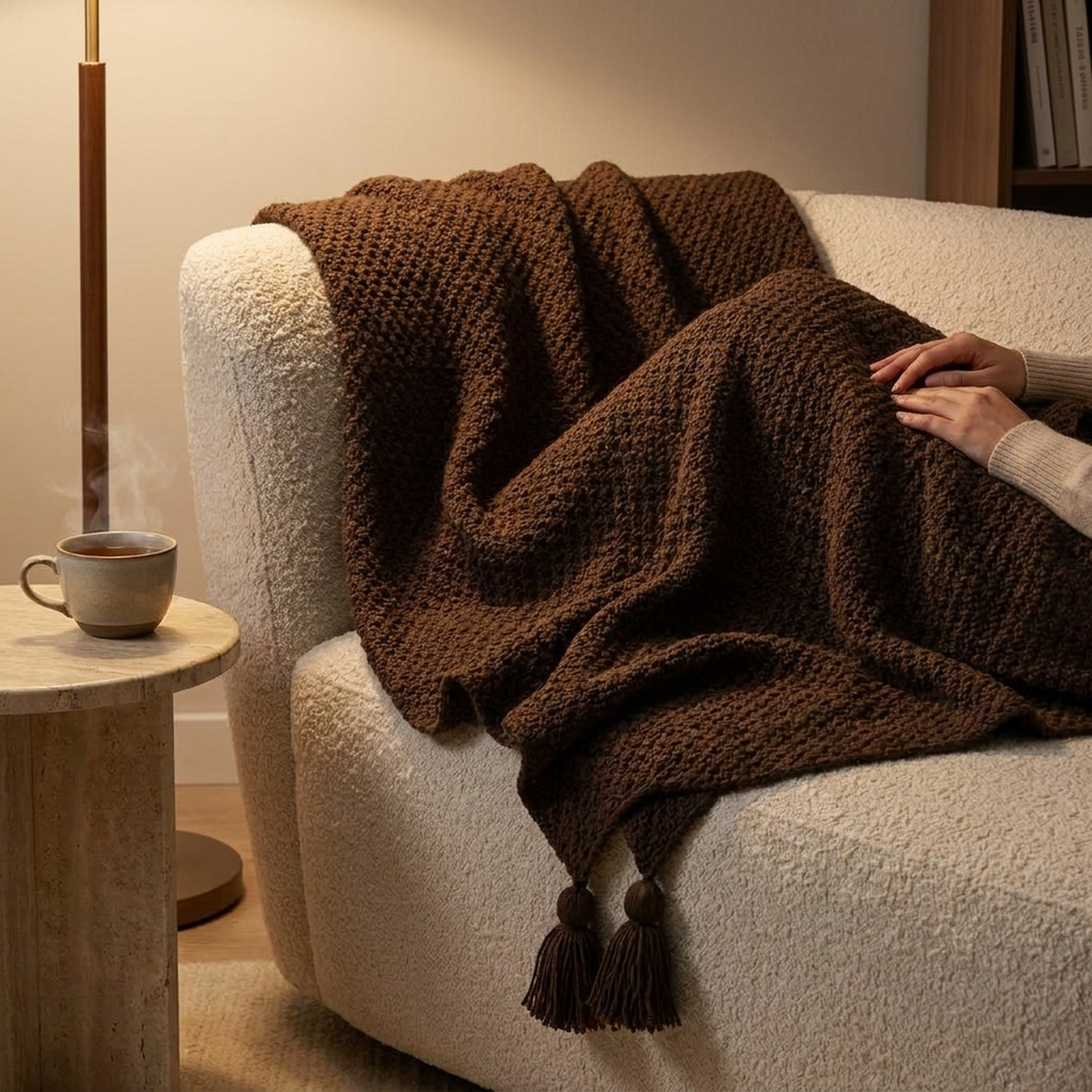 Gebreide Plaid met Kwastjes Scandinavische Stijl voor Bank Bed Fauteuil Woonkamer Decoratief Zacht Warm | Sansoti