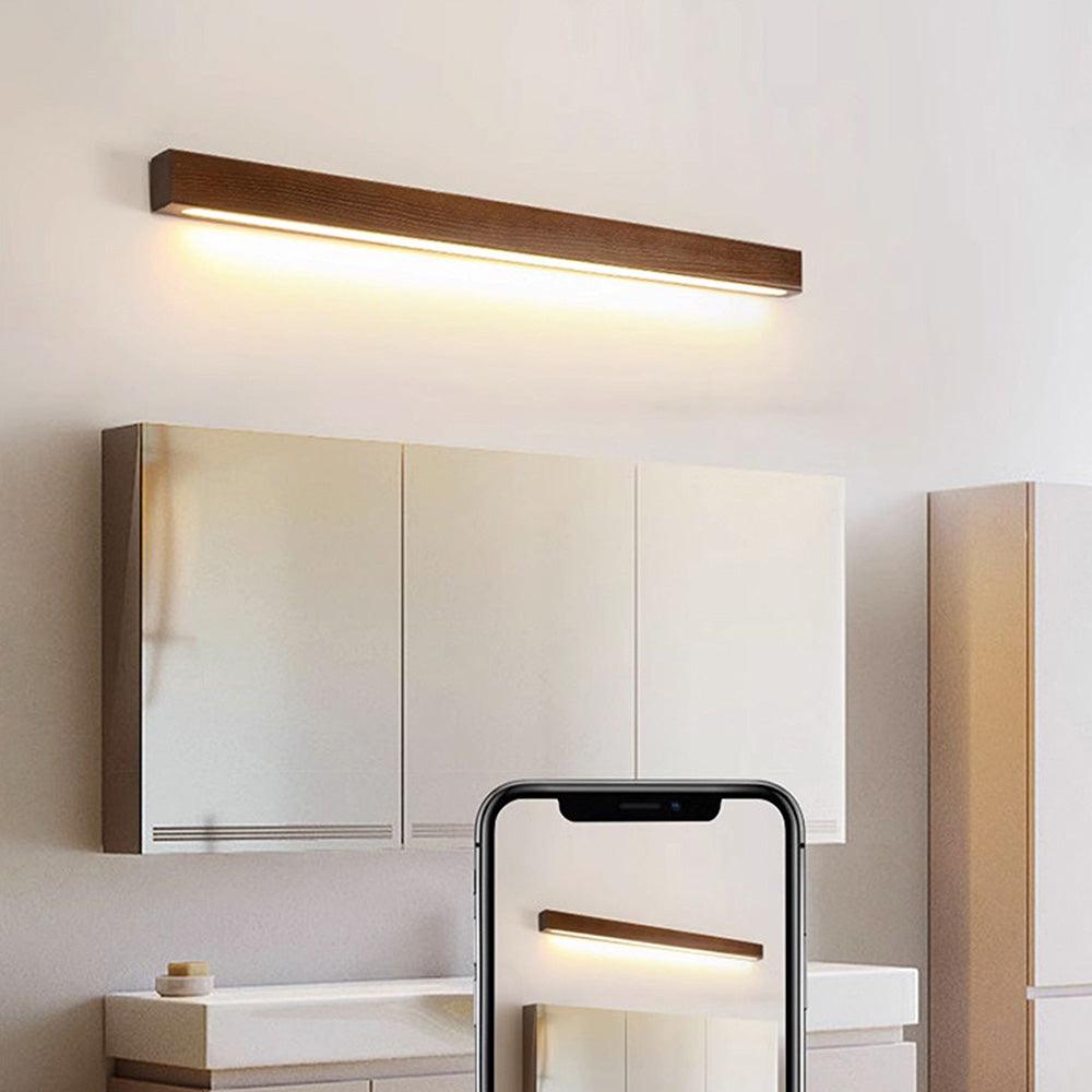 LED Wandleuchte Holz Linear Warmweiß Badezimmer Schlafzimmer Wandbeleuchtung Modern Minimalistisch Lichtleiste | Restfield