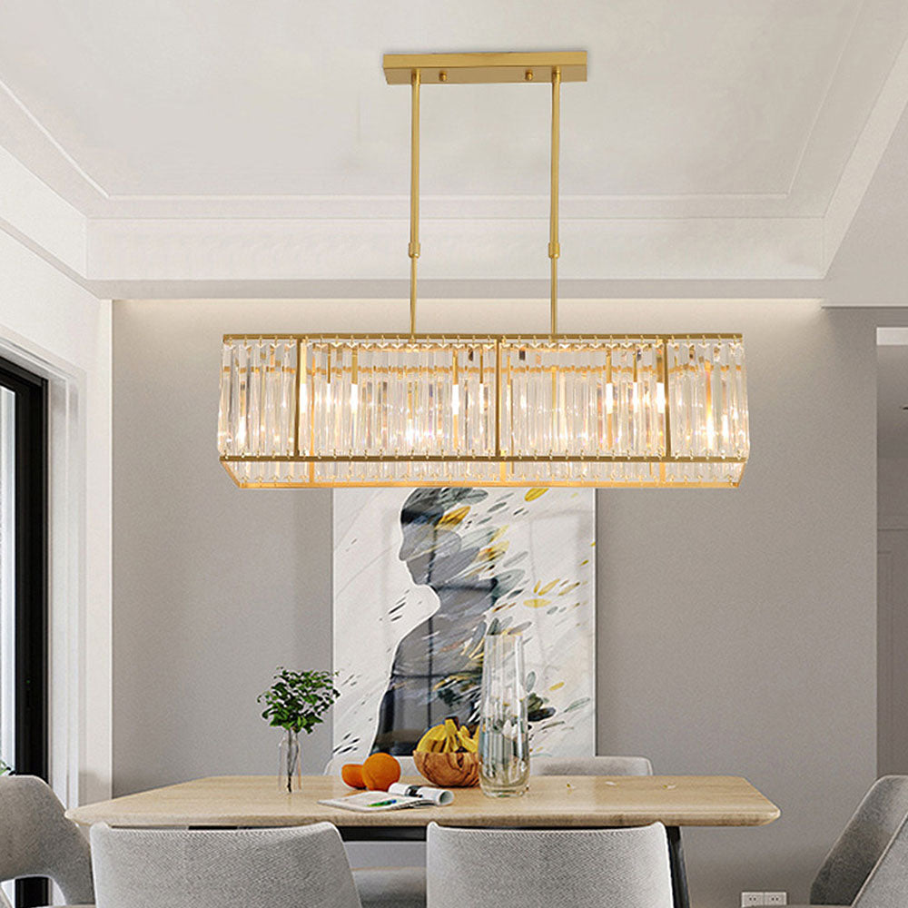 Crystal Linear Pendant Light for Kitchen Island, Dining Room Ceiling Chandelier, Scandinavian Design | Sansoti