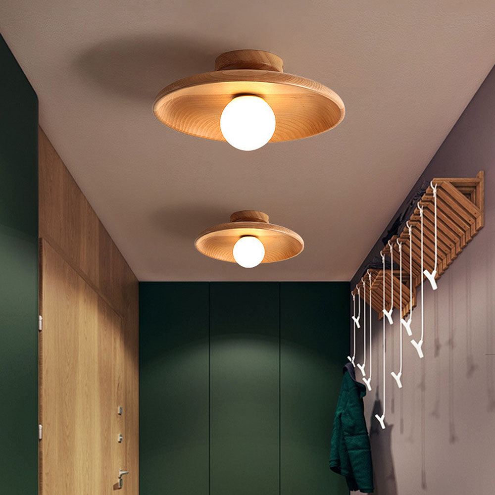 LED Plafondlamp Hout 15cm G4 Warm Licht Woonkamer Slaapkamer Gang Houten Plafondlamp Compact Rond Design | Sansoti