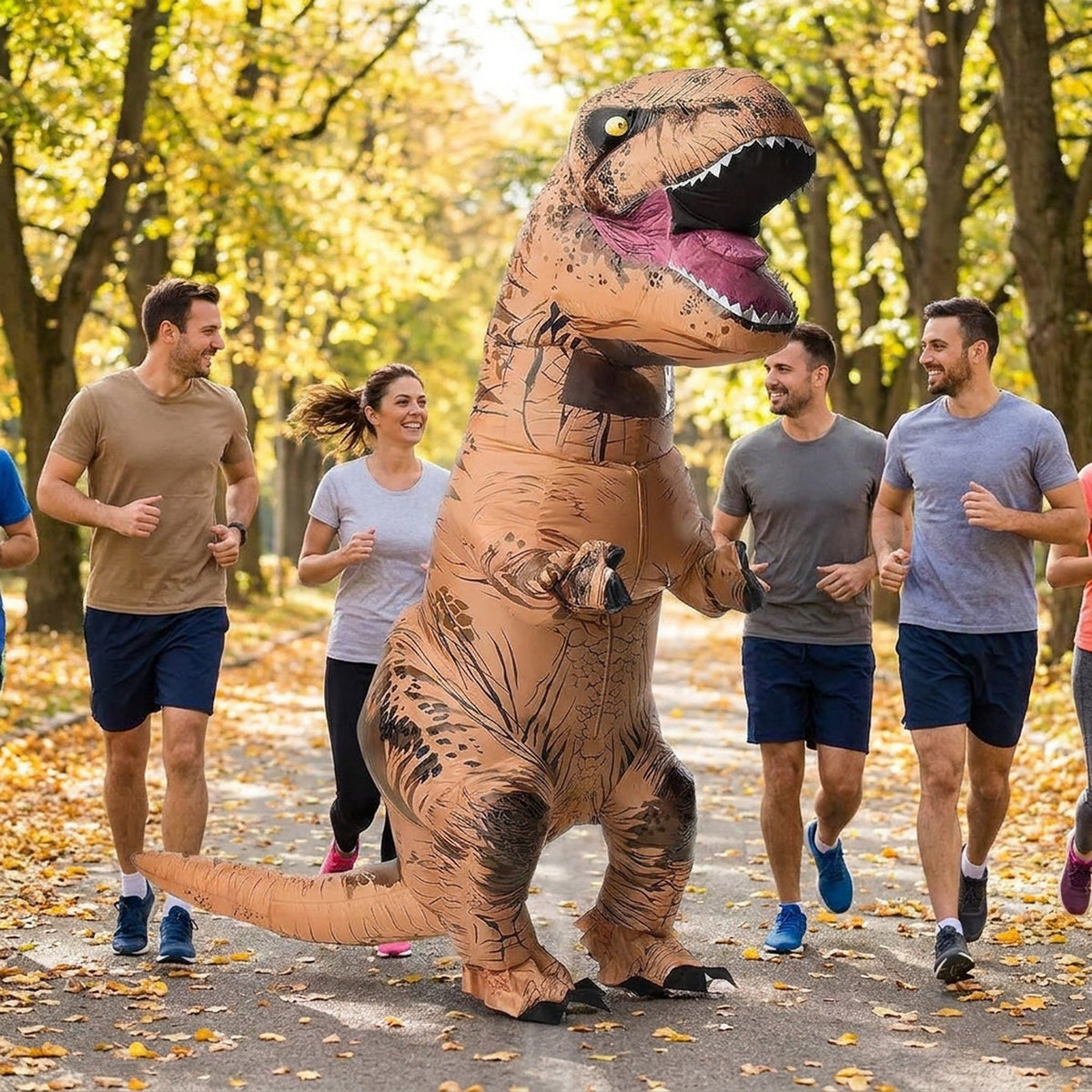 Nadmuchiwany kostium dinozaura T-Rex dla dorosłych, uniwersalny rozmiar, strój imprezowy z wentylatorem na karnawał | Sansoti