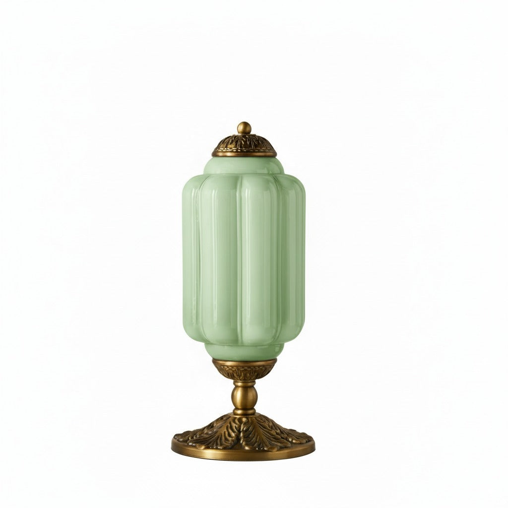 Glazen Tafellamp met Scallop Design Vintage Stijl Slaapkamer Woonkamer Accentverlichting Zwart Messing Matglas | Sansoti