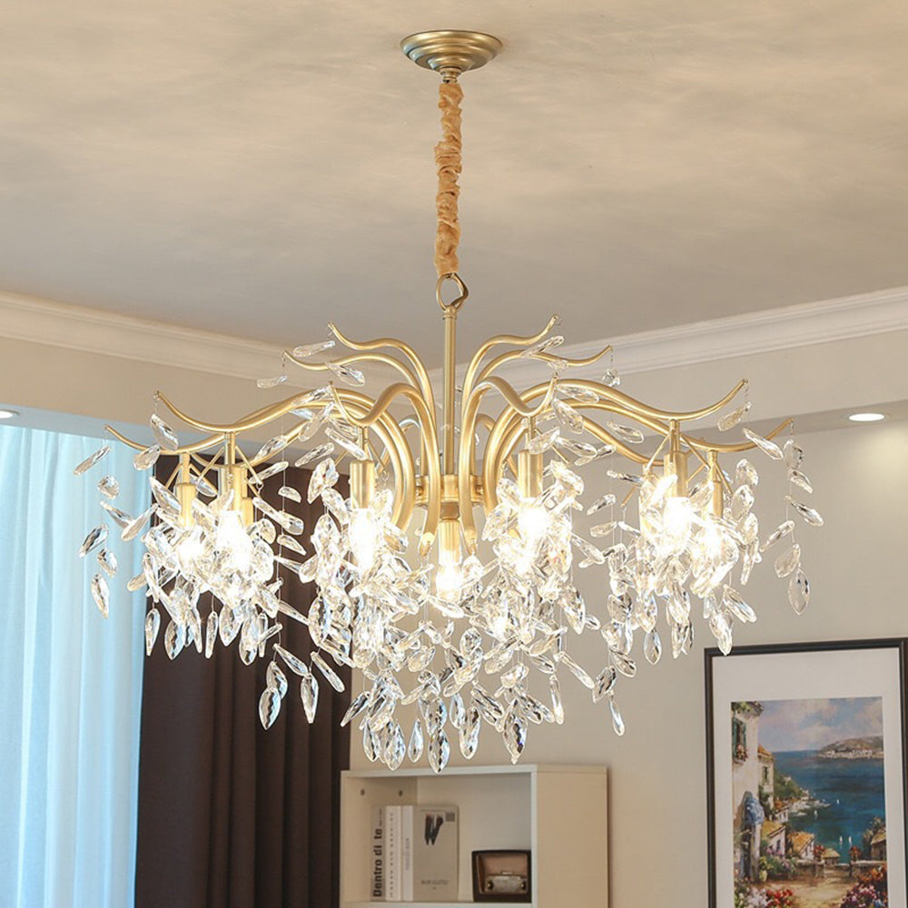 Pendelleuchte Kristall Metall Blume LED-Beleuchtung Esszimmer Wohnzimmer Modern Luxuriöses Design Deckenleuchte Hängeleuchte | Sansoti