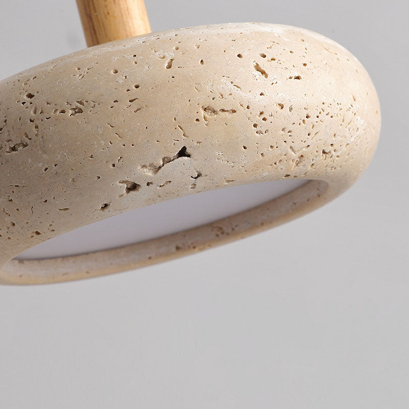 Zen Hanglamp met Natuursteen Kap en Houten Accent – Scandinavisch Design met Geïntegreerde LED | Sansoti