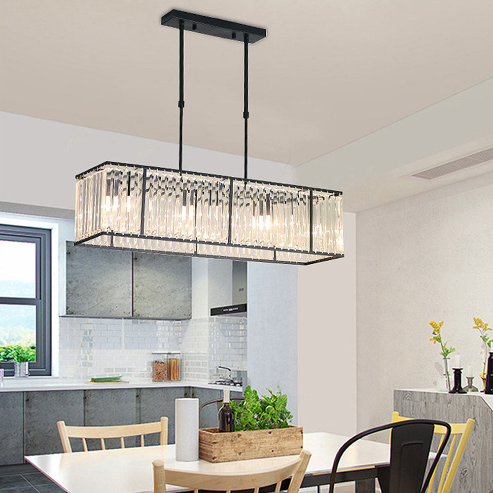 Crystal Linear Pendant Light for Kitchen Island, Dining Room Ceiling Chandelier, Scandinavian Design | Sansoti