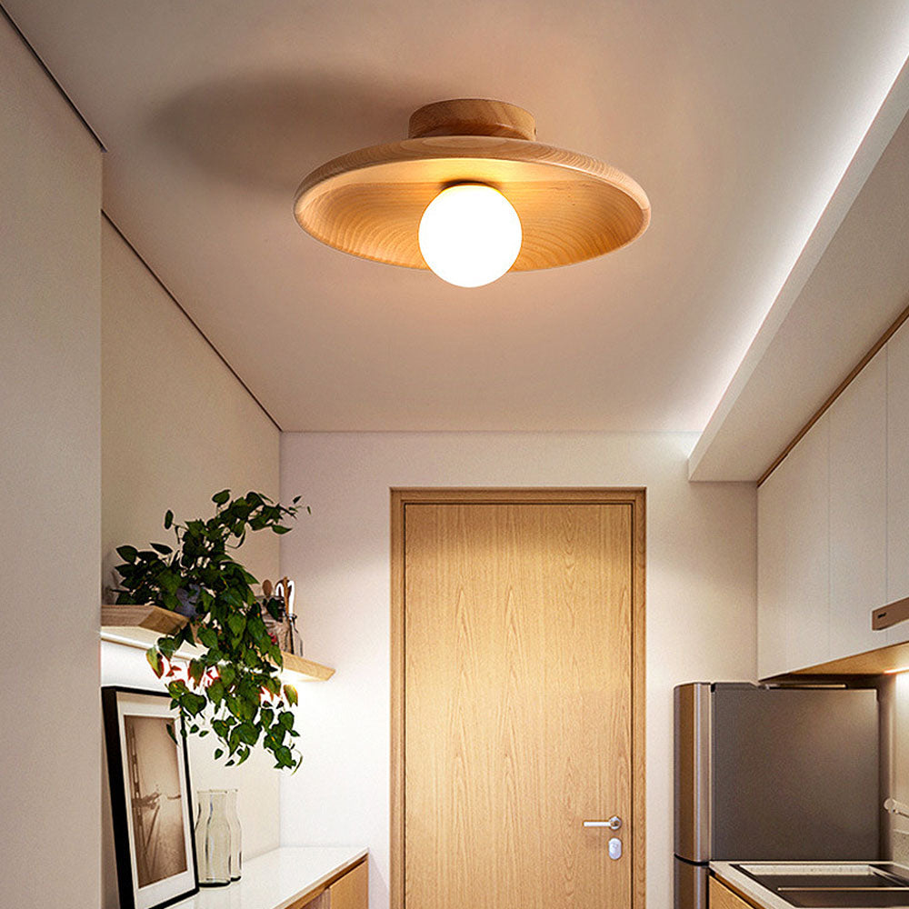 LED Plafondlamp Hout 15cm G4 Warm Licht Woonkamer Slaapkamer Gang Houten Plafondlamp Compact Rond Design | Sansoti