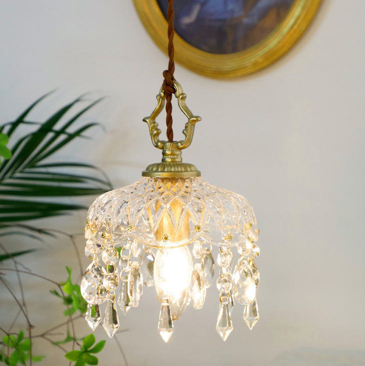 Kristall Hängelampe Kupfer E14 Vintage Blume K9 Kristall Glas Schlafzimmer Flur Eingang Romantisch Pendelleuchte Antik | Restfield