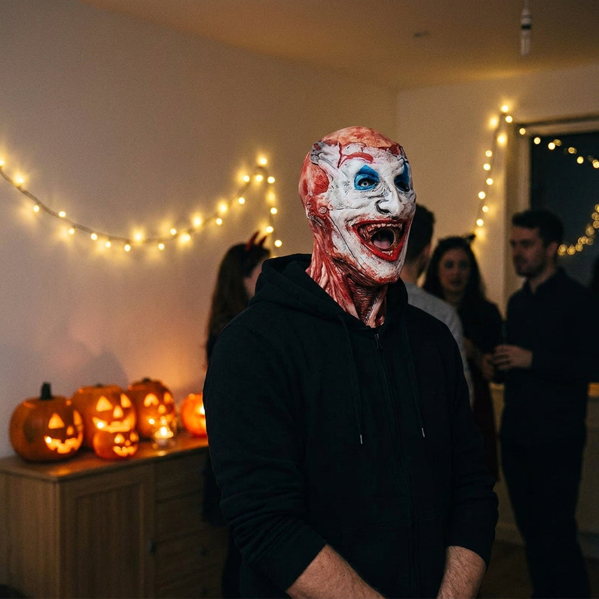 Dubbellaags Halloween Masker met Afneembaar Clowngezicht en Bewegende Kaak voor Volwassenen Carnaval | Sansoti