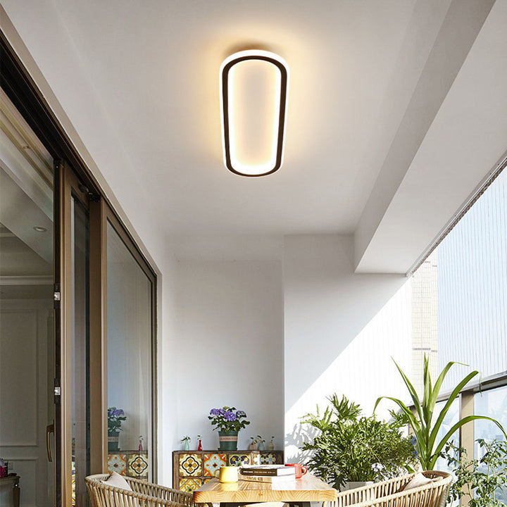 LED Deckenleuchte Langoval Schwarz Weiß Flur Wohnzimmer Schlafzimmer Modern Minimalistische Deckenbeleuchtung | Restfield
