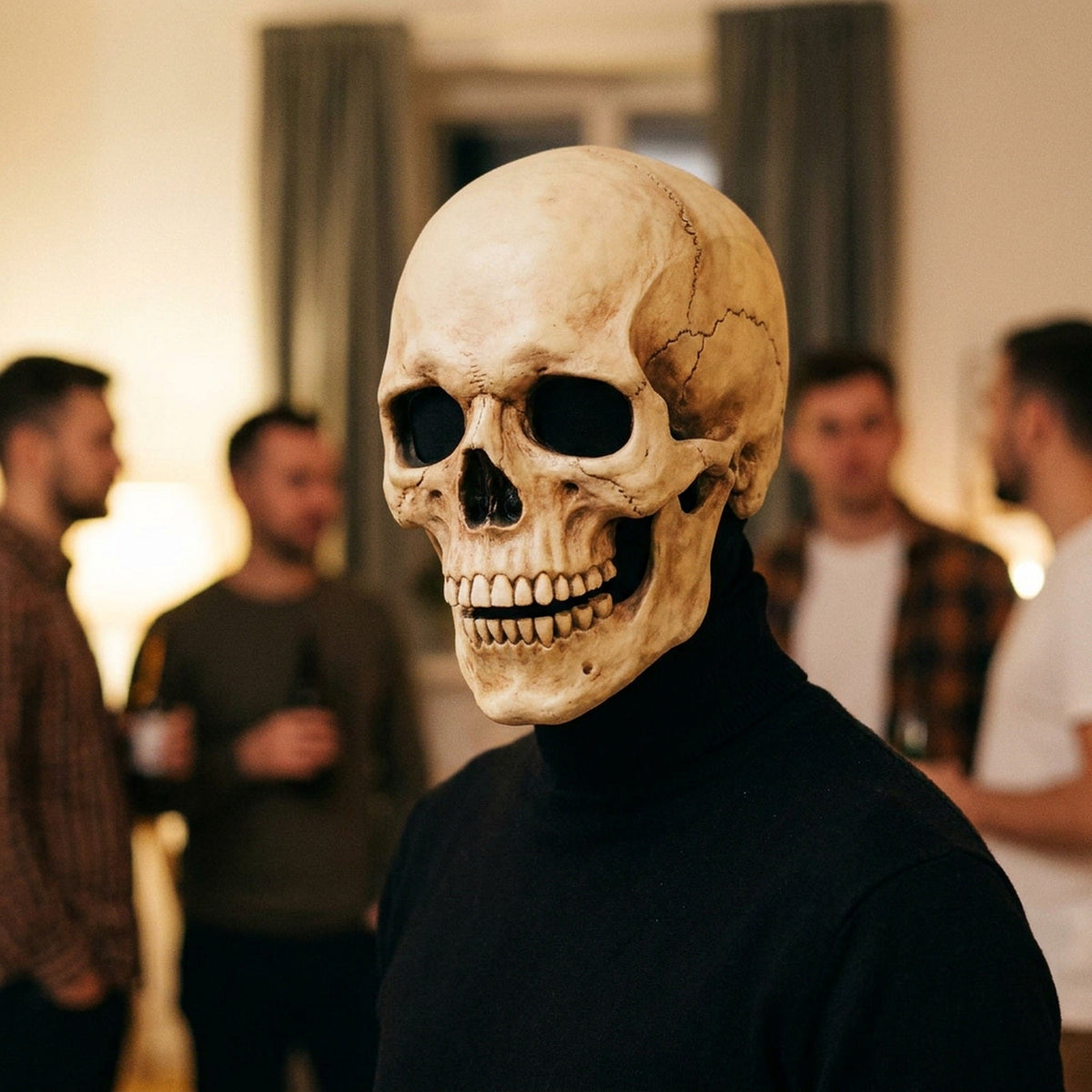 Anatomiczna lateksowa maska na głowę w kształcie czaszki z ruchomą szczęką dla dorosłych, kostium na imprezę Halloween horror | Sansoti