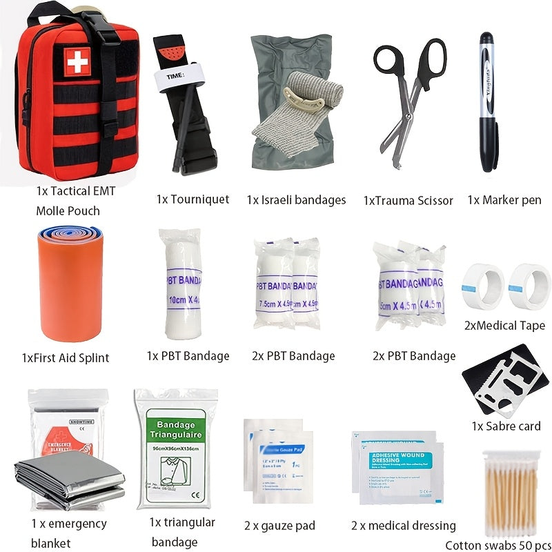EHBO Kit Compleet Tourniquet Kunststof Textiel Zwart Outdoor Reizen Survival Verbanddoos Eerste Hulp Set Compact | Sansoti