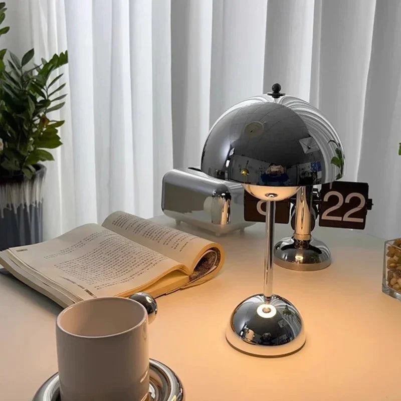 Lampe de Table Rechargeable Dimmable LED 3W Sans Fil Chrome 30cm Éclairage d'Ambiance Moderne | Restfield