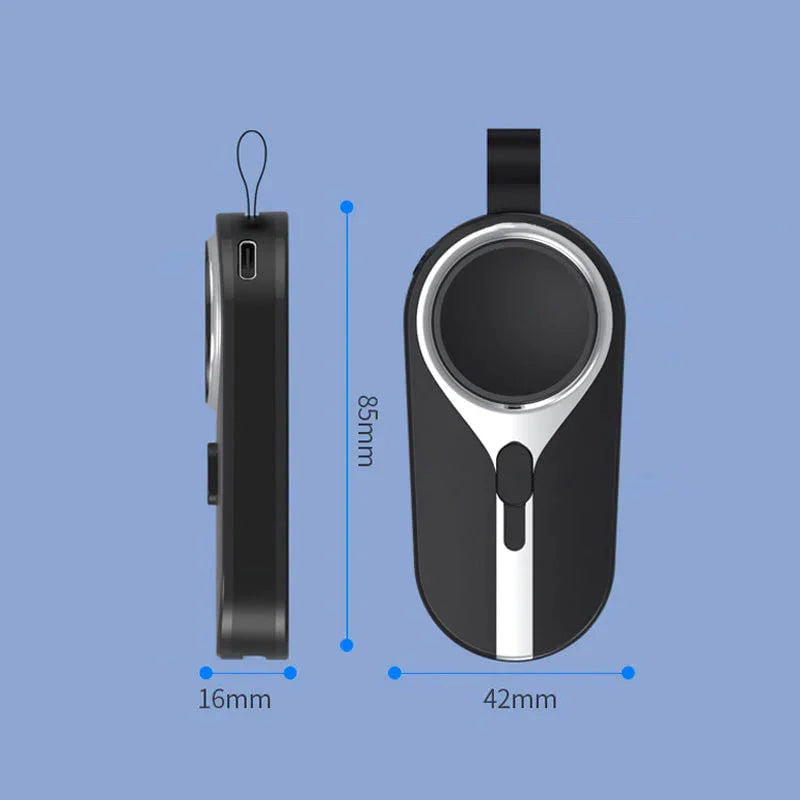 Draadloze oplaadclip powerbank karabijnhaak compact zwart telefoon smartwatch oplader sleutelhanger draagbare lader | Sansoti