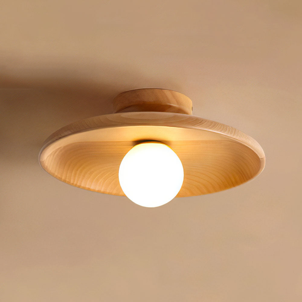 LED Plafondlamp Hout 15cm G4 Warm Licht Woonkamer Slaapkamer Gang Houten Plafondlamp Compact Rond Design | Sansoti