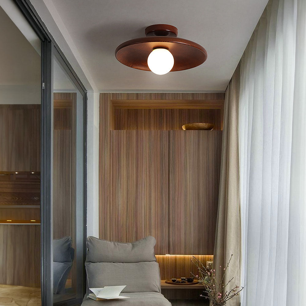 LED Plafondlamp Hout 15cm G4 Warm Licht Woonkamer Slaapkamer Gang Houten Plafondlamp Compact Rond Design | Sansoti