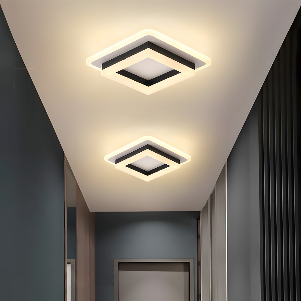 Vierkante LED Plafondlamp 1920 Lumen Zwart Wit Slaapkamer Hal Woonkamer Moderne Plafonnière Geometrisch Design Verlichting Binnen | Sansoti