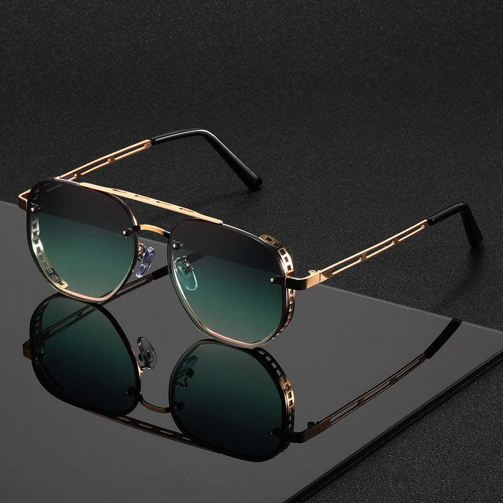 Minimalistische Metalen Zonnebril met UV-bescherming Ronde Glazen Unisex | Sansoti