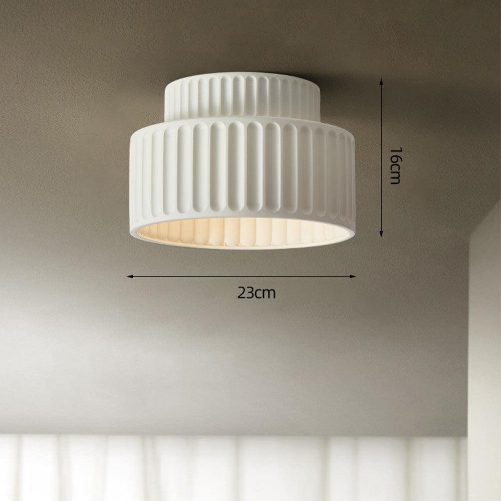 Deckenleuchte Gerippt Resin E27 Weiß Kompakt Modernes Interieur Wohnzimmer Küche Schlafzimmer Retro Design Deckenlampe | Restfield
