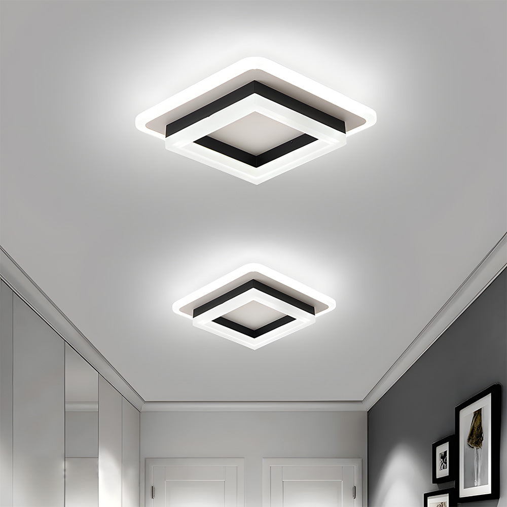 Plafondlamp Vierkant LED Modern Metaal En Acryl Flush Mount Design | Sansoti