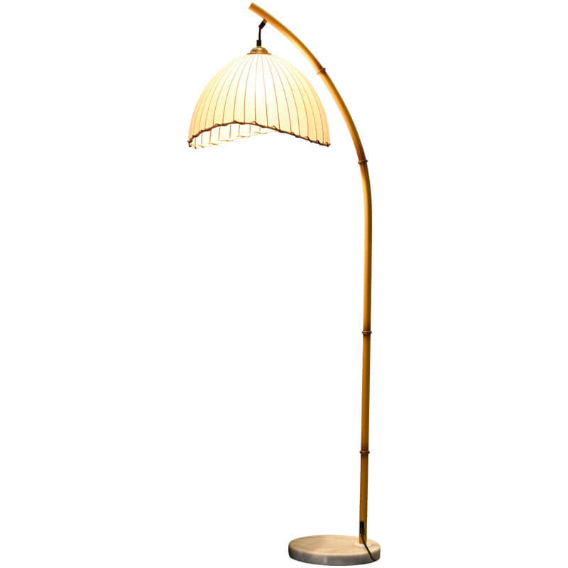 Vloerlamp Bamboe Look Boogvorm Stof Kap E26 160cm Dimbaar Woonkamer Slaapkamer Retro | Sansoti