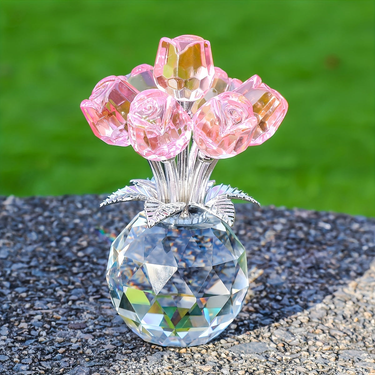 Kristall-Rosenstrauß Dekorative Kunstblumen Vasenaccessoire Interieur Wohnzimmer Zeitlose Geschenkidee | Sansoti