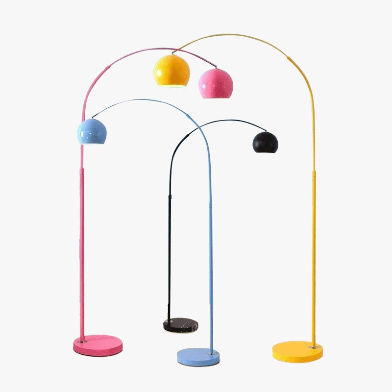Lampadaire arc LED E27 métal rétro dimmable salon chambre jaune noir blanc | Restfield