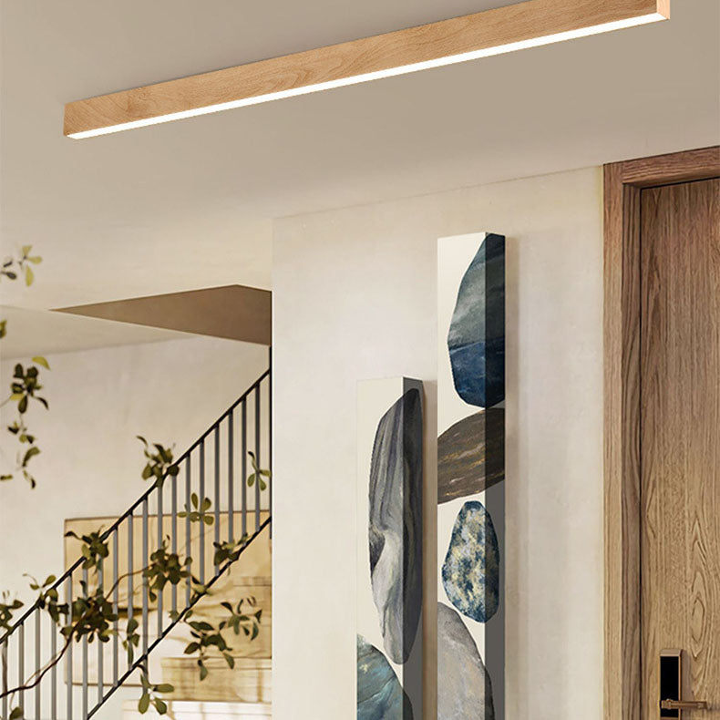 LED Deckenleuchte Holz Länglich Aluminium Wohnzimmer Schlafzimmer 60cm 100cm 120cm Eingebaute LED Lichtleiste Holz Deckenlampe Japandi | Restfield
