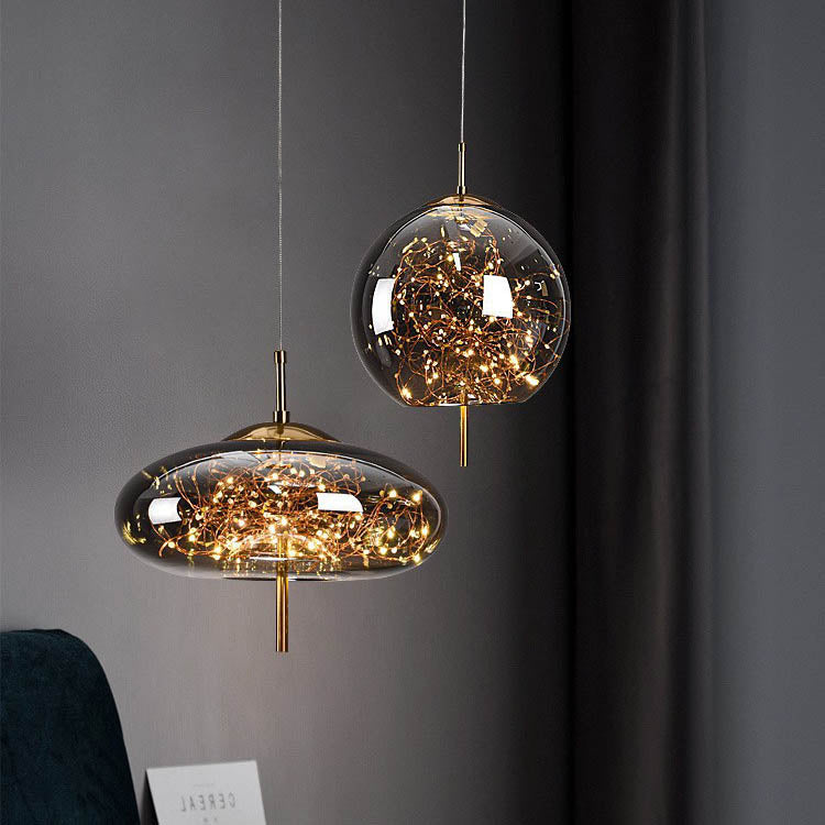 Glazen LED Hanglamp met Warm Scandinavisch Design – Amber of Grijs 24W | Sansoti