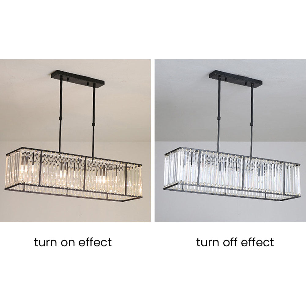 Crystal Linear Pendant Light for Kitchen Island, Dining Room Ceiling Chandelier, Scandinavian Design | Sansoti