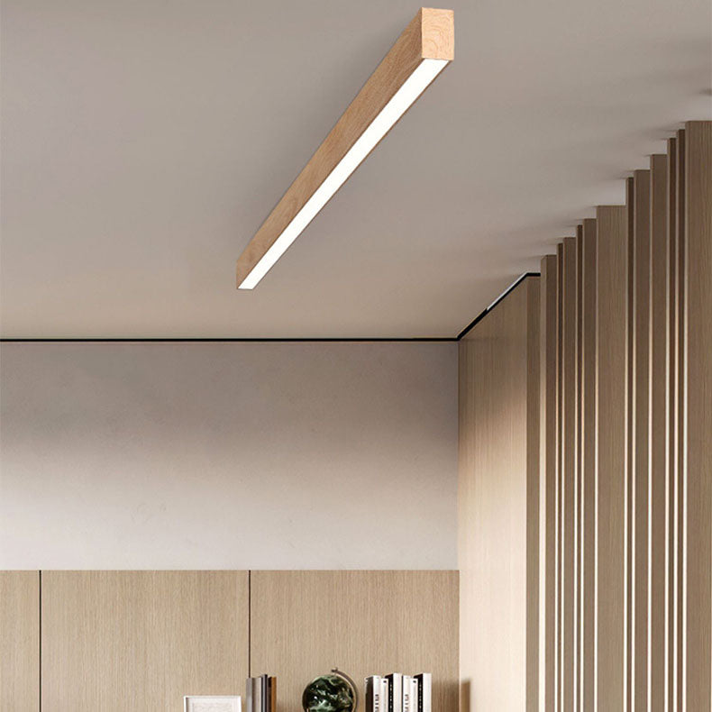 LED Deckenleuchte Holz Länglich Aluminium Wohnzimmer Schlafzimmer 60cm 100cm 120cm Eingebaute LED Lichtleiste Holz Deckenlampe Japandi | Restfield