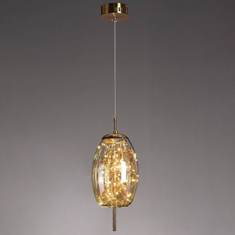 Glazen LED Hanglamp met Warm Scandinavisch Design – Amber of Grijs 24W | Sansoti