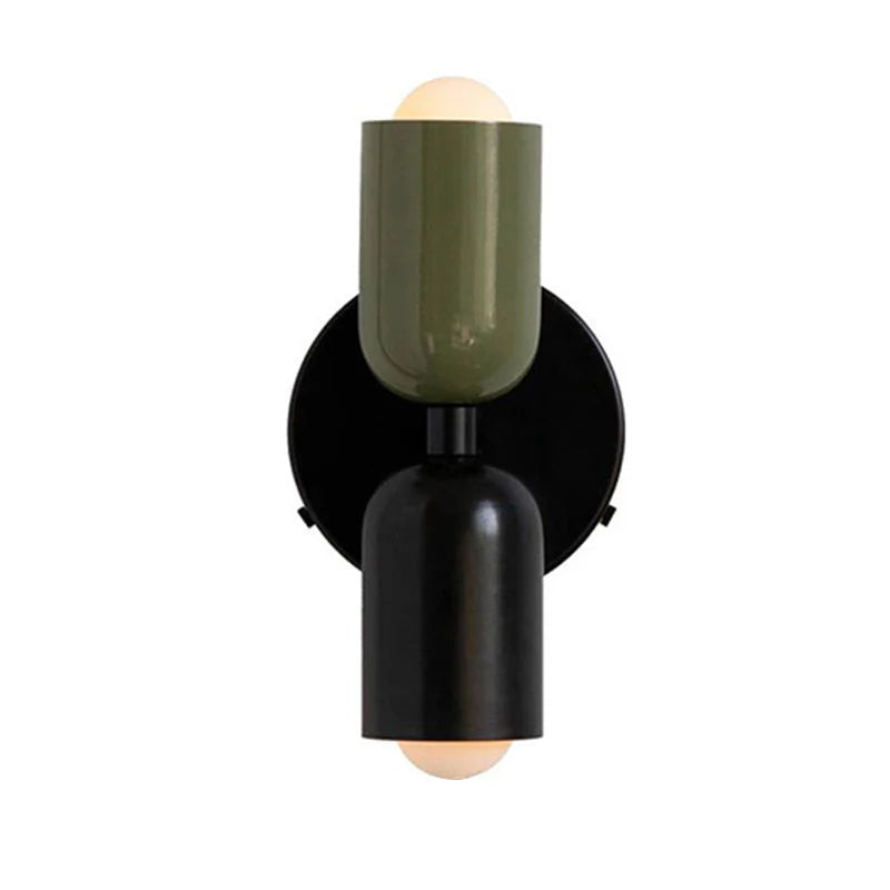 Louvel wandlamp glas dubbel lichtpunt groen wandverlichting woonkamer slaapkamer modern design up down verlichting compact 12 cm | Sansoti
